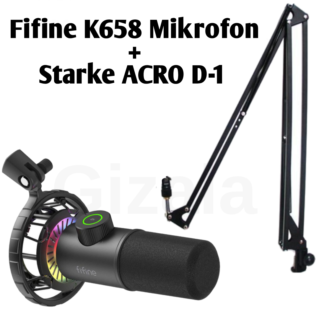 Fifine K658 Mİkrofon + Starke ACRO D-1 Büyük Boy Mikrofon Standı