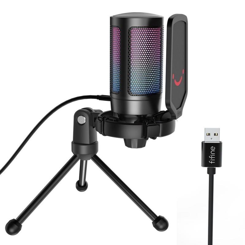 Fifine Ampligame A6V Yayıncı Youtuber RGB USB Microfon​