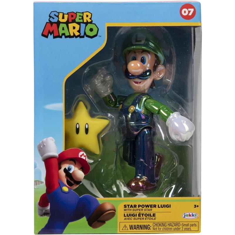 Nintendo Super Mario Figürü Luigi ve Star Koleksiyoncu Kutusunda 10 Cm