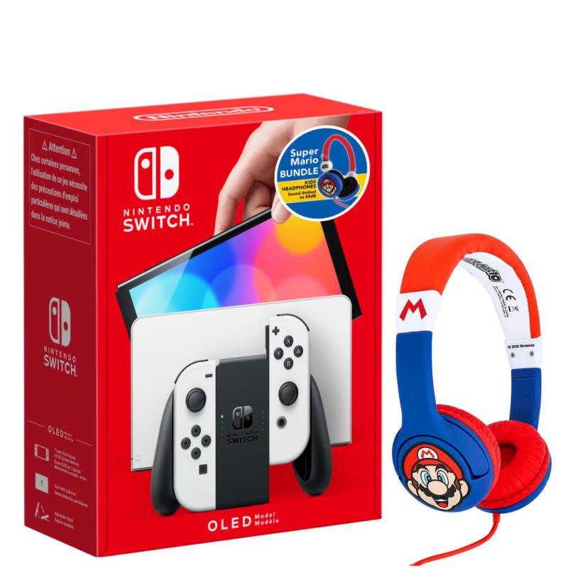 Nintendo Switch Konsol OLED Model White ve OTL Super Mario  Kulaklık Bundle Paket